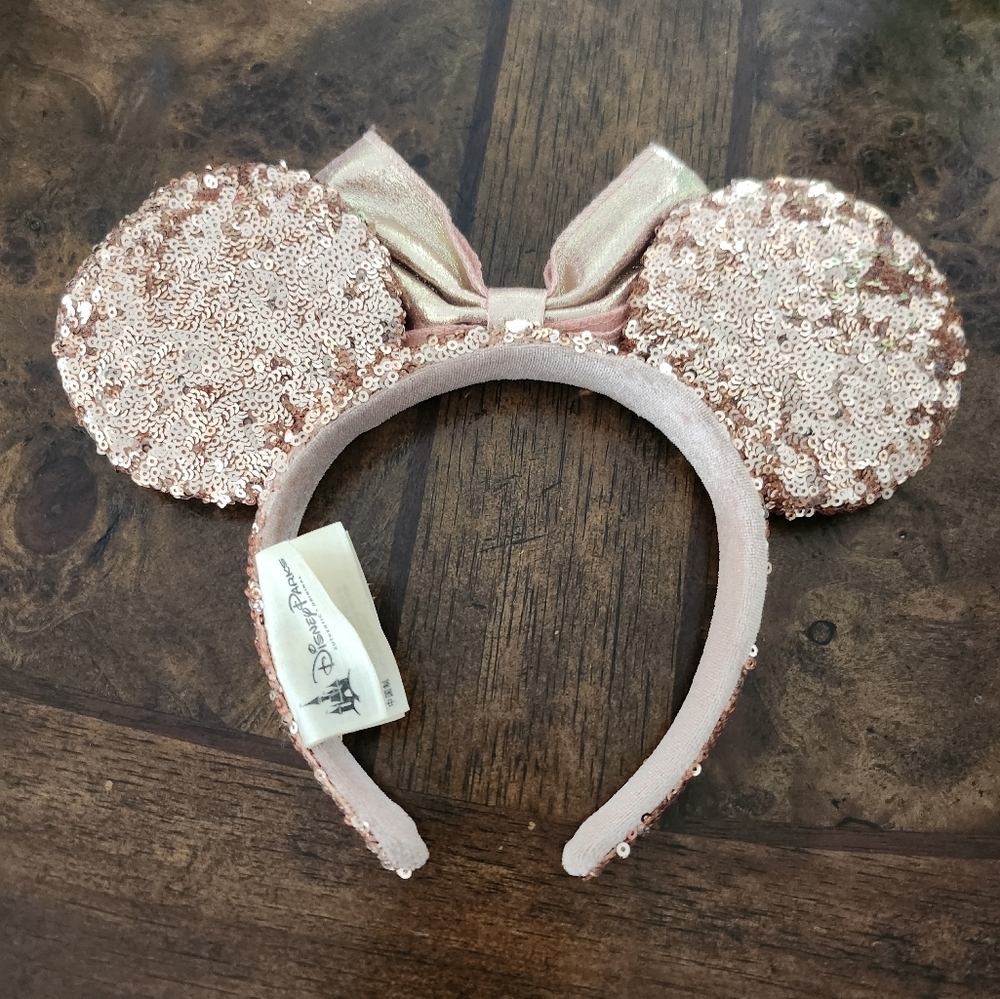 Disney Mickey Ears Headband Sequin Rose Gold